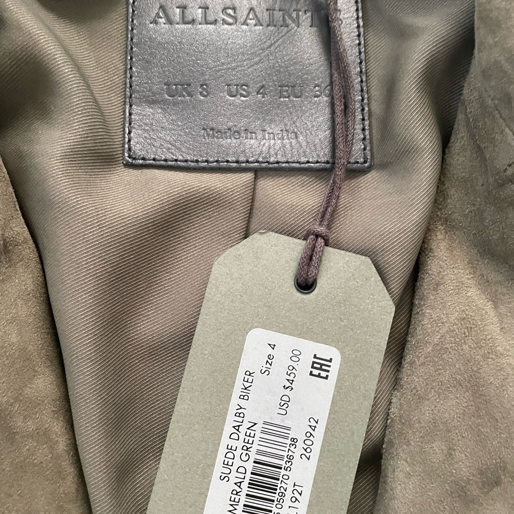 ALLSAINTS Suede Dalby Biker Leather Jacket Brand anew with Tags, US Size 4 - Picture 8 of 9